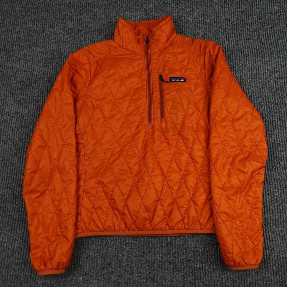 Patagonia Nano Puff Jacket Womens Small Orange 1/2 Zip Quilted Pullover